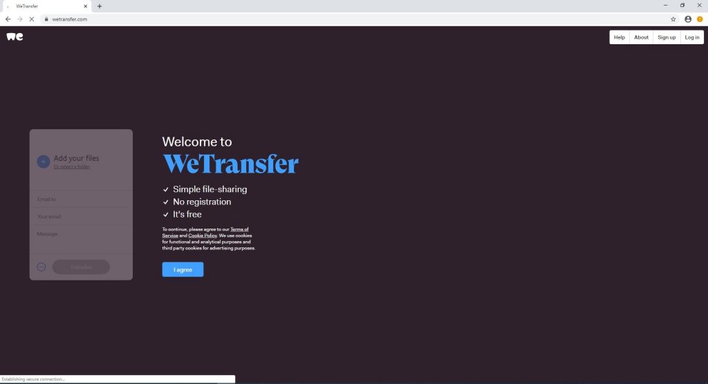 ابتدا به سايت wetransfer.com وارد شويد.